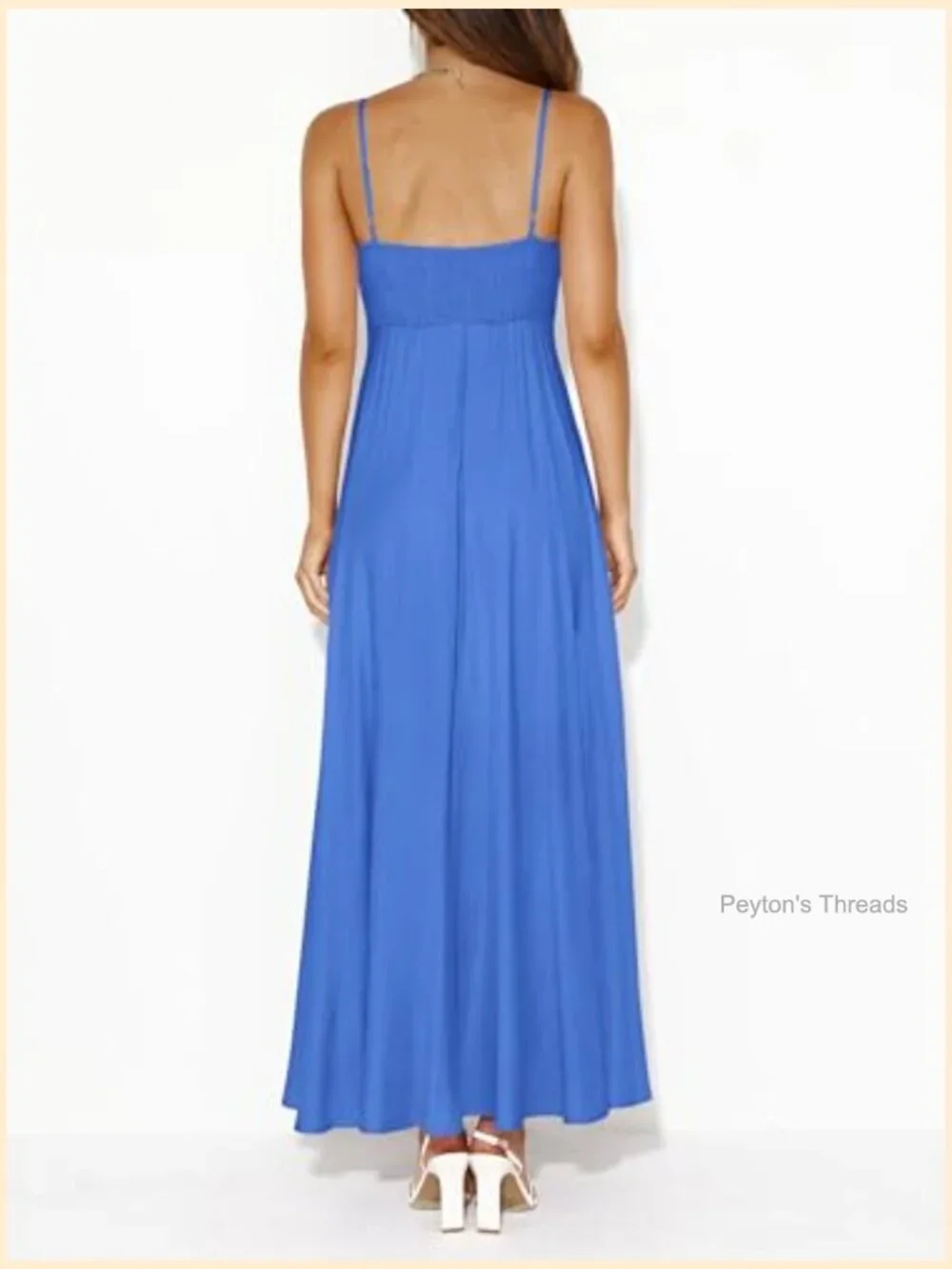Women's Spaghetti Strap Smocked Maxi Dress Bohemian Flowy Long Sundress